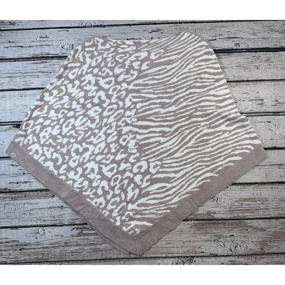 Barefoot Dreams Animal Print Taupe Poncho Cape one size - Picture 1 of 4